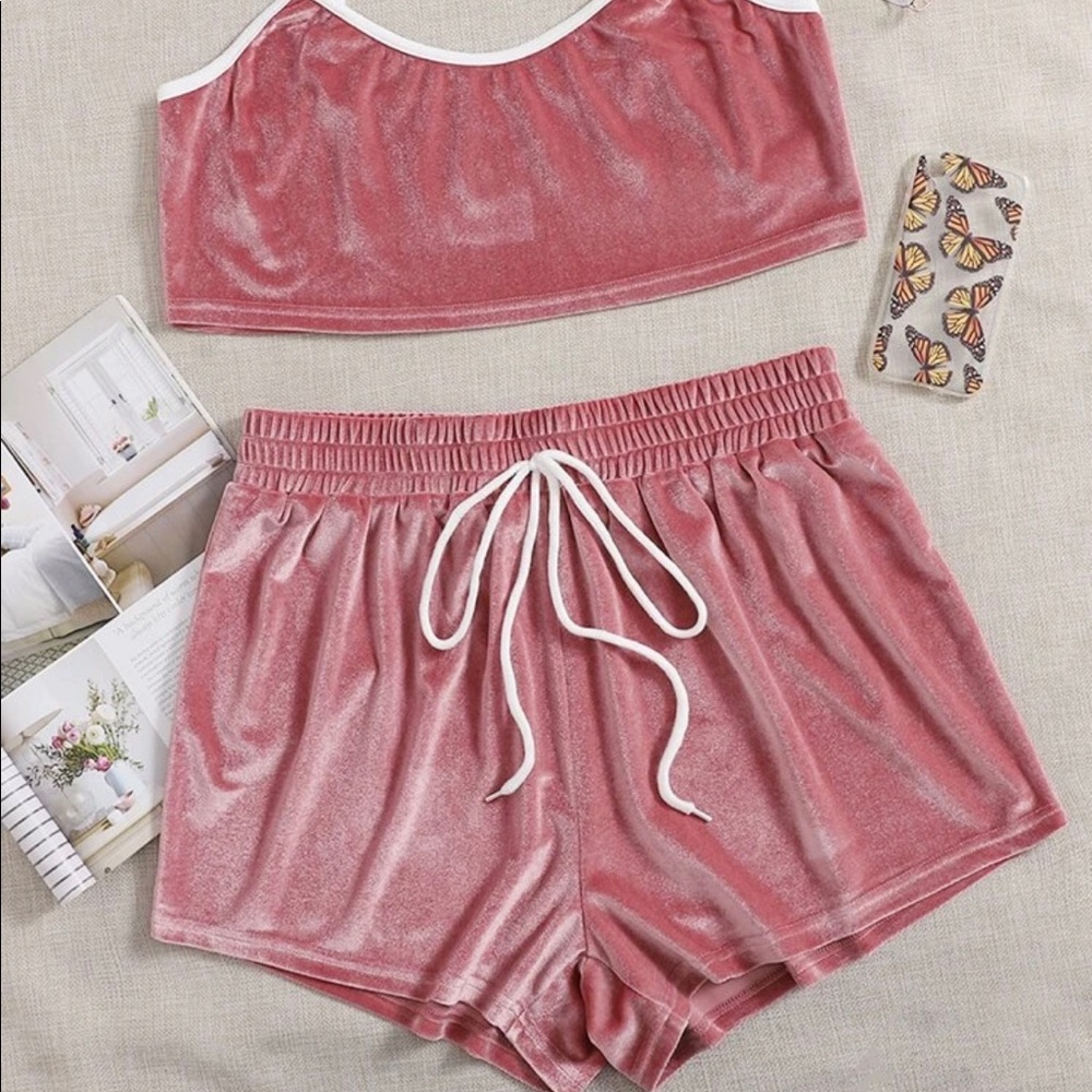 Velvet Crop Cami and Shorts PJ Set